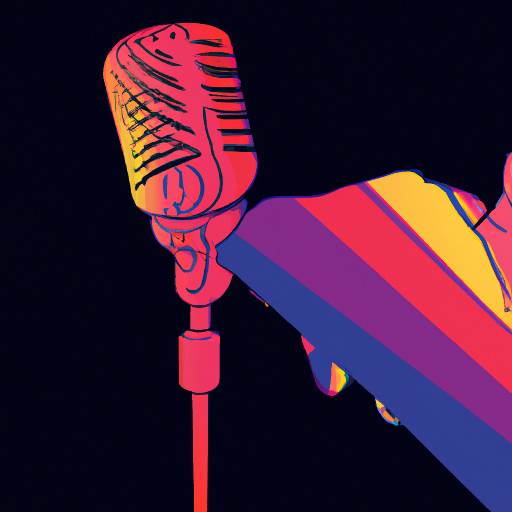Minimalist colorful conversation waves and microphone illustration representing speaking practice